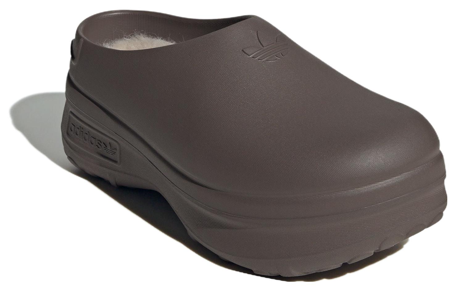 ( Women ) Adidas Originals Adilette Clog Plush Brown IH3360
