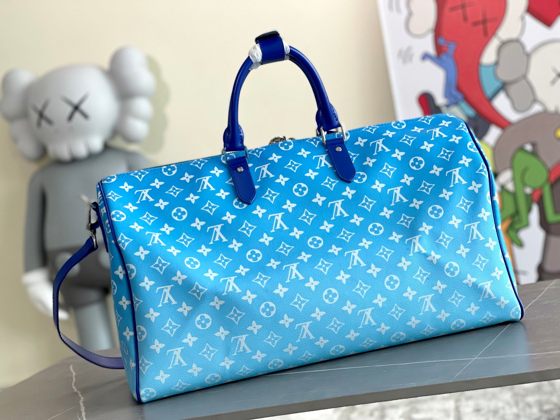 Louis Vuitton Monogram Clouds Keepall Bandouliere 50 Blue