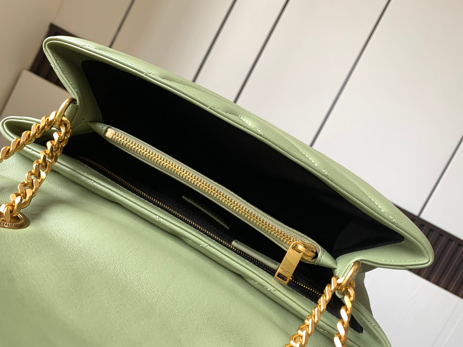 Saint Laurent Loulou Small Chain Bag in Quilted Leather - Mint Green