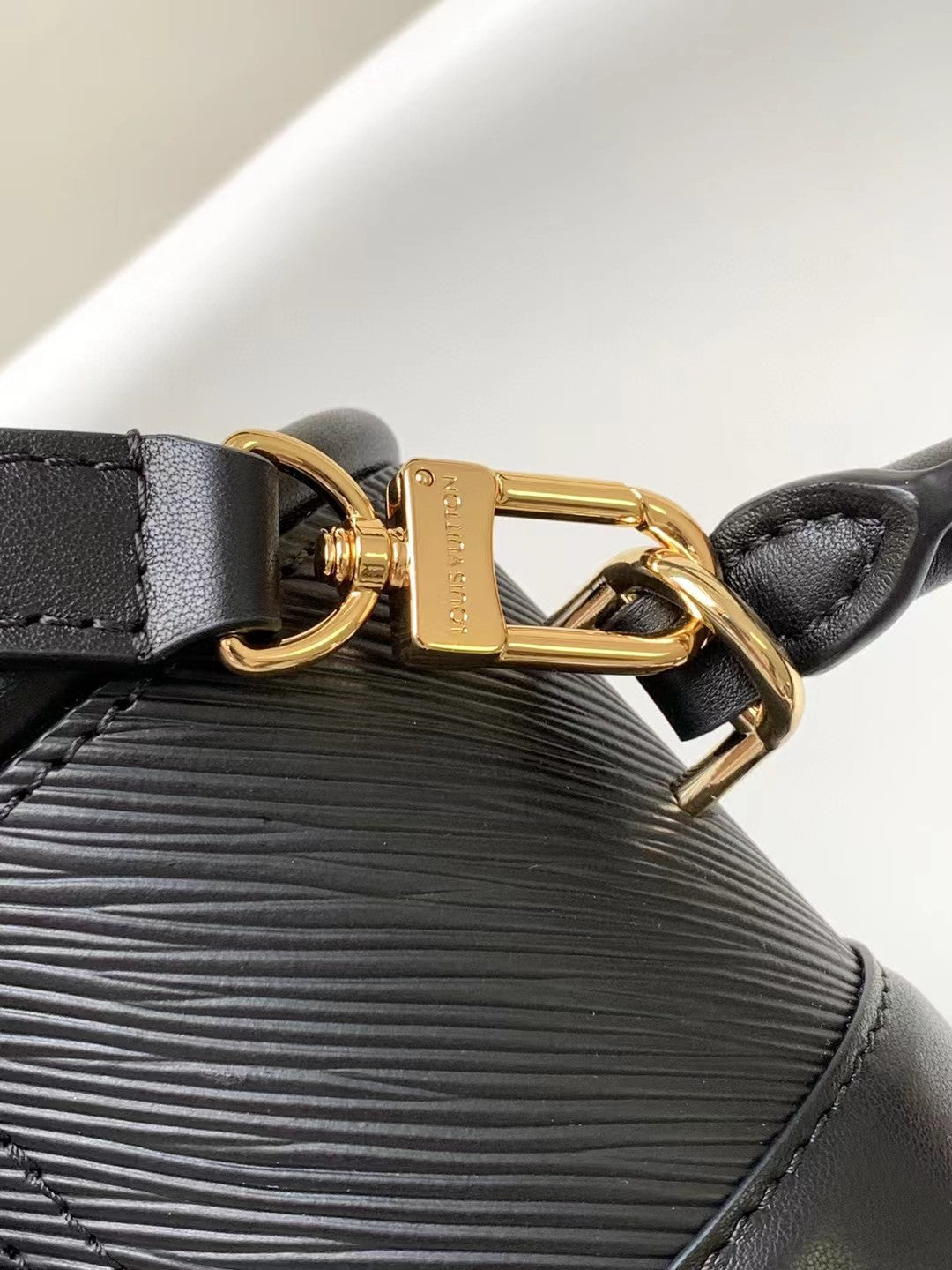 Louis Vuitton Classic Black Leather Mini Top Handle Handbag with Gold Clasp