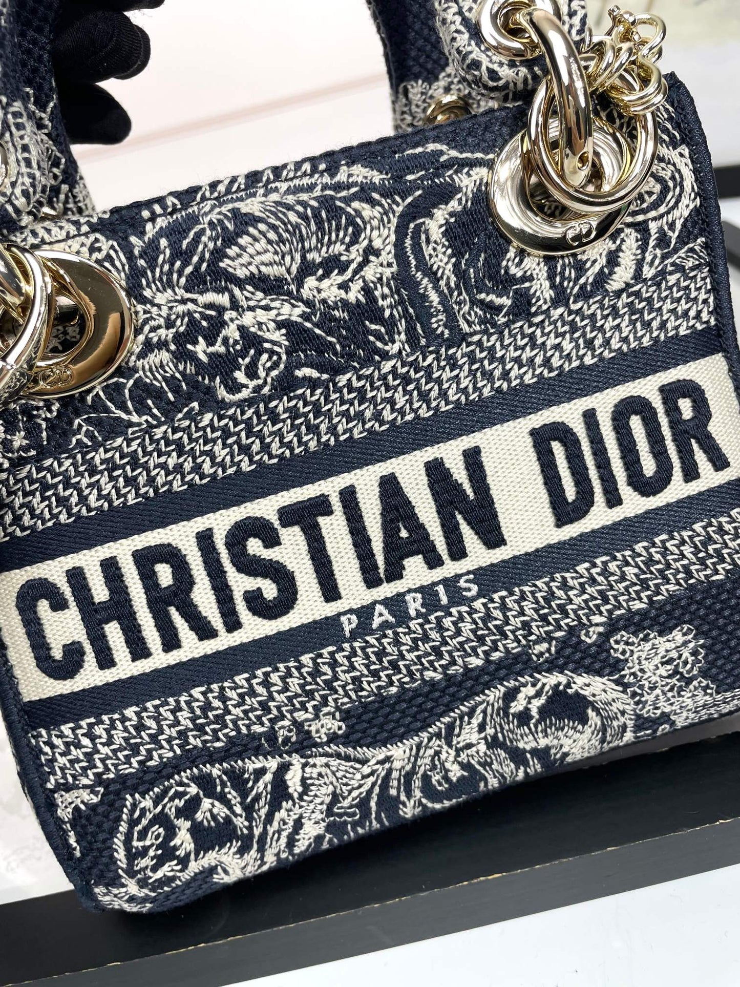 Christian Dior Mini Lady D-Lite Bag Blue Toile de Jouy Reverse Embroidery