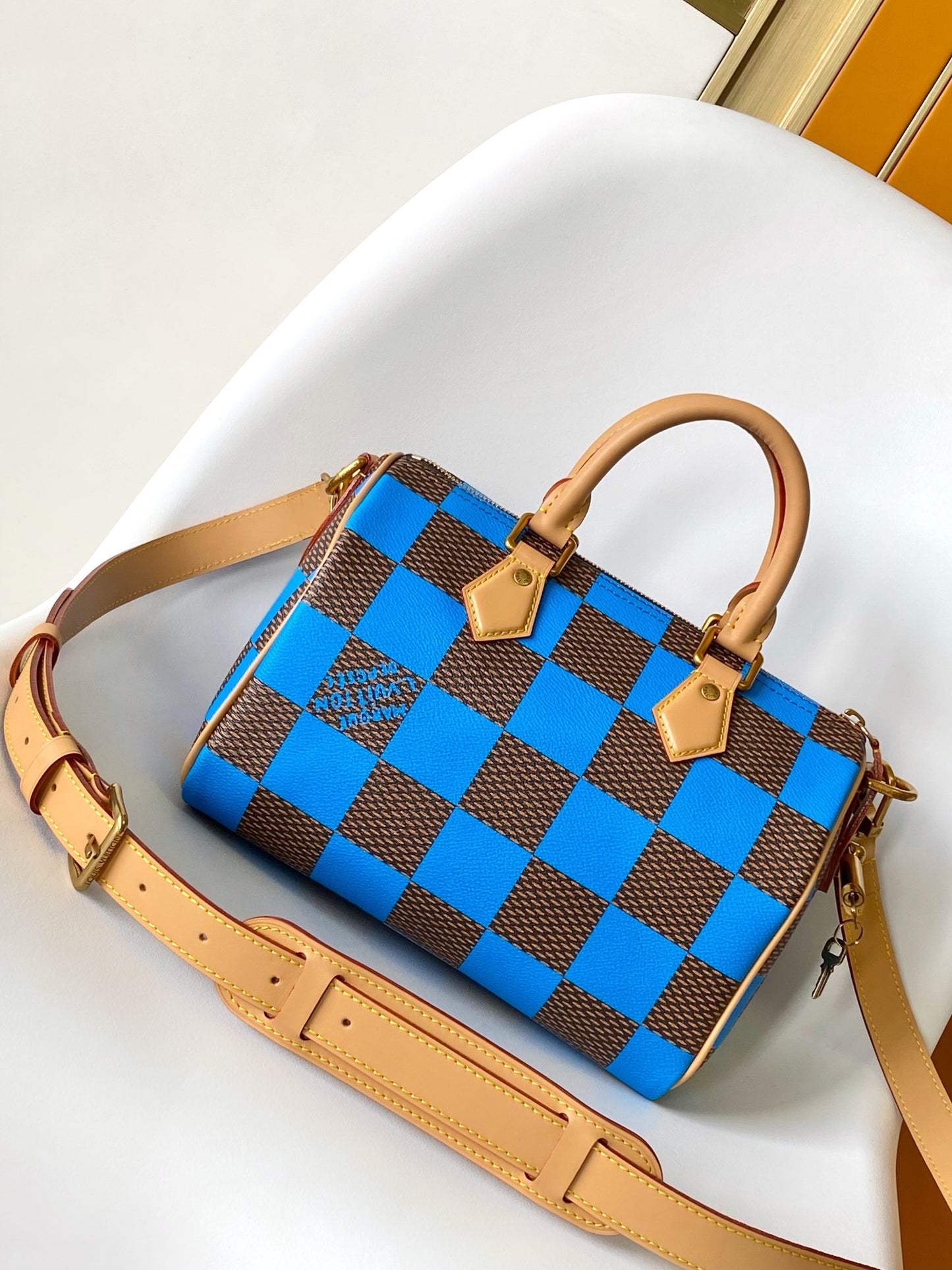 Louis Vuitton Damier Pop Speedy Bandoulière 25 Blue Handbag