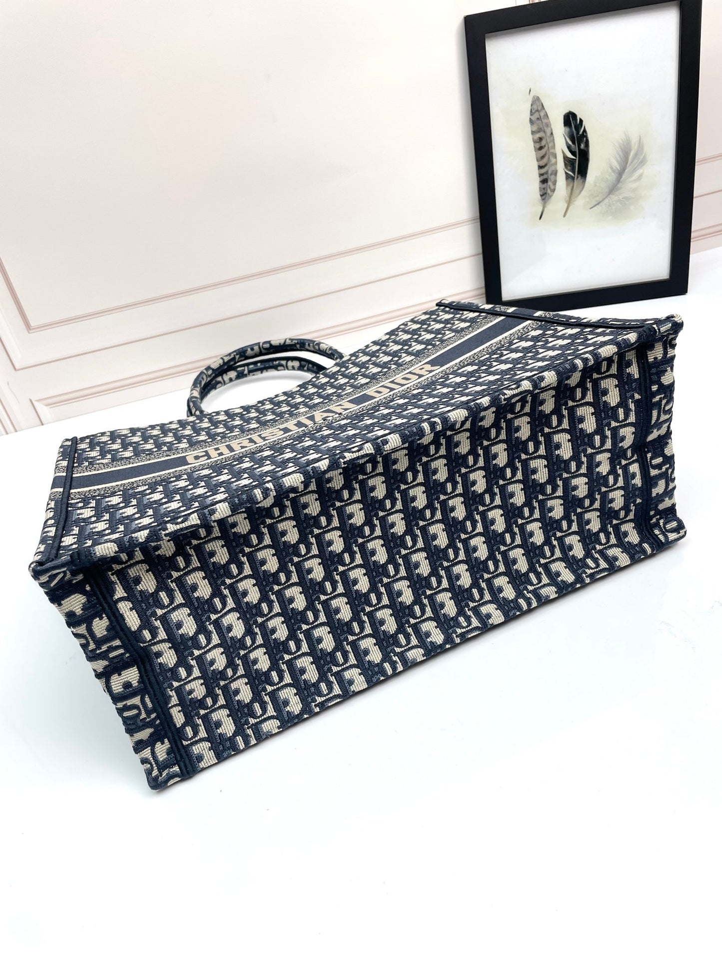 Christian Dior Book Tote Bag - Blue Dior Oblique Embroidery