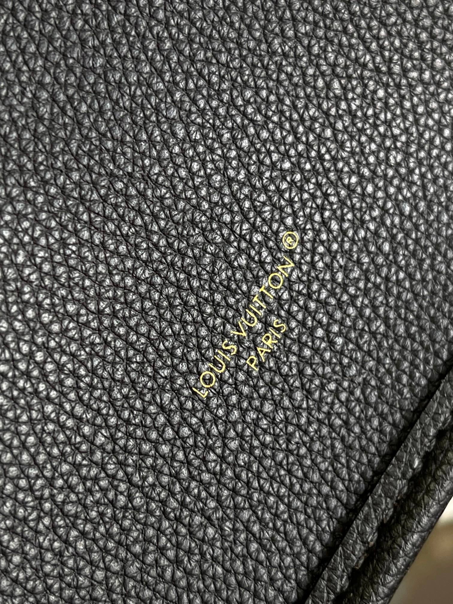 Louis Vuitton Black Leather Small Tote Handbag with Monogram Shoulder Strap