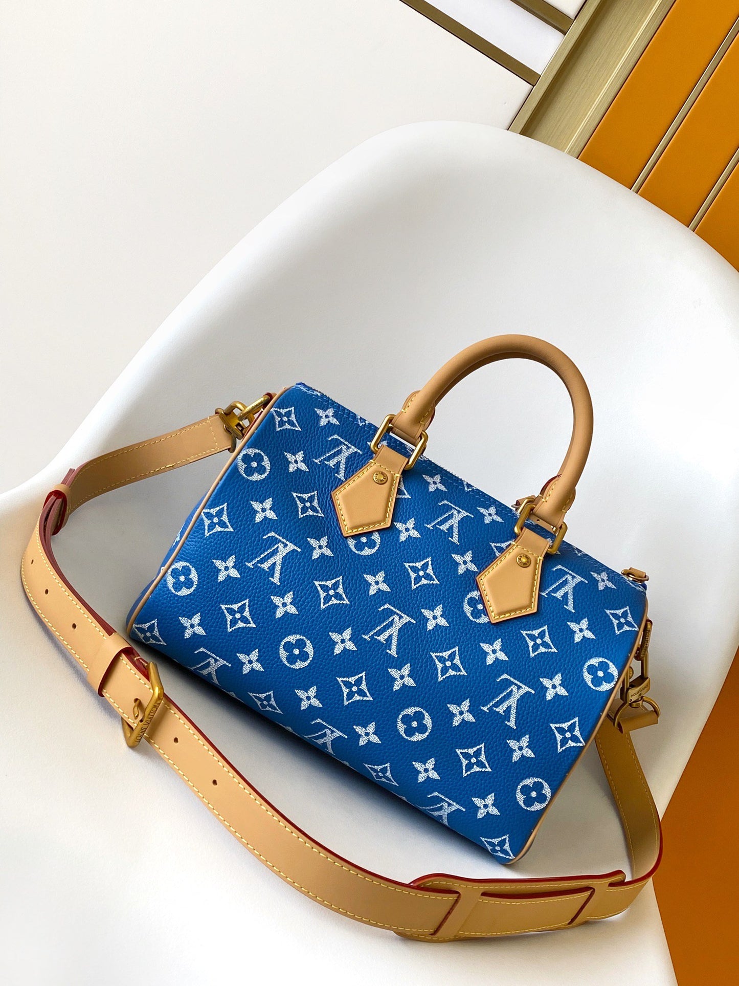 Louis Vuitton Speedy P9 Bandoulière 25 Royal Blue Monogram Leather Bag