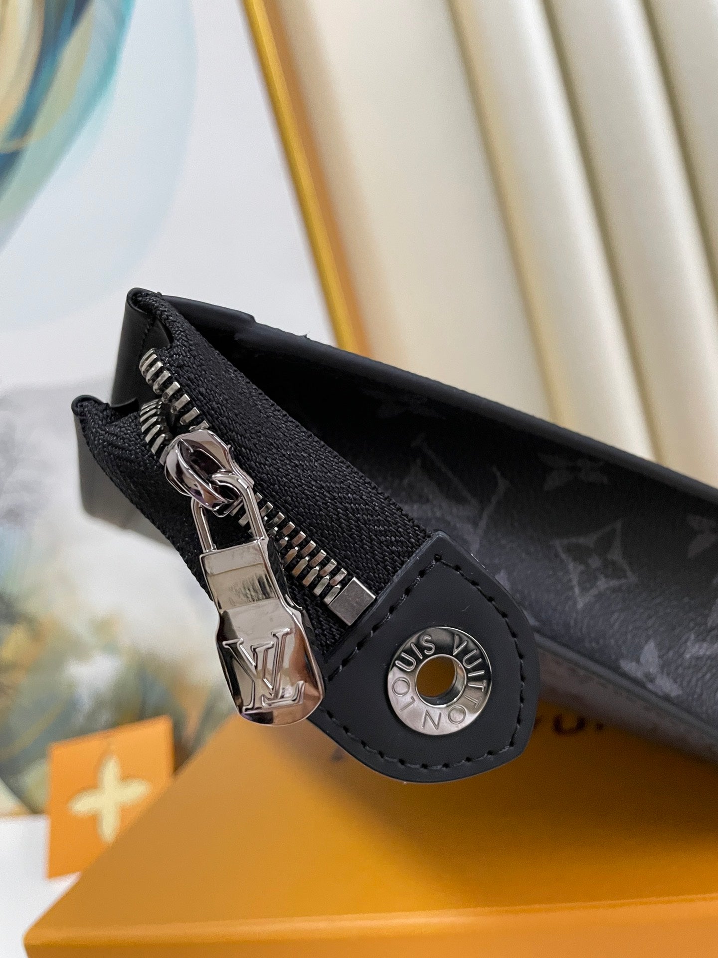 Louis Vuitton Pochette Voyage MM Monogram Eclipse Canvas Men's Clutch Bag - Grey/Black