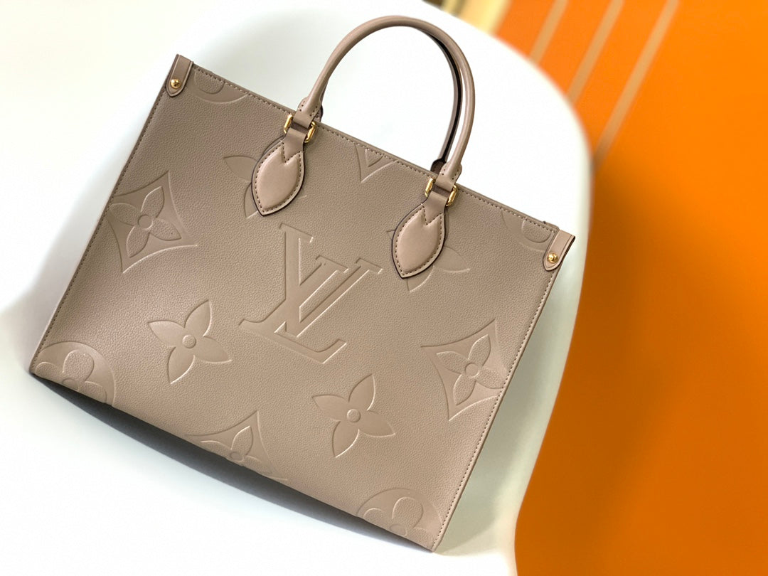 Louis Vuitton Onthego MM Monogram Empreinte Leather Tote Bag - Turtledove