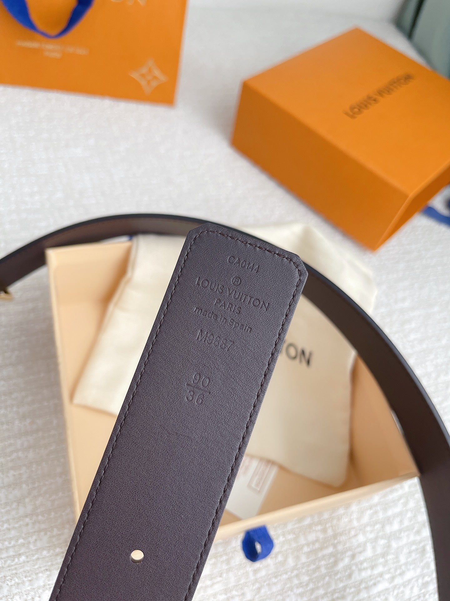 Louis Vuitton LV Initials 40mm Reversible Belt - Black Leather with Gold Buckle, Includes Box and Packaging