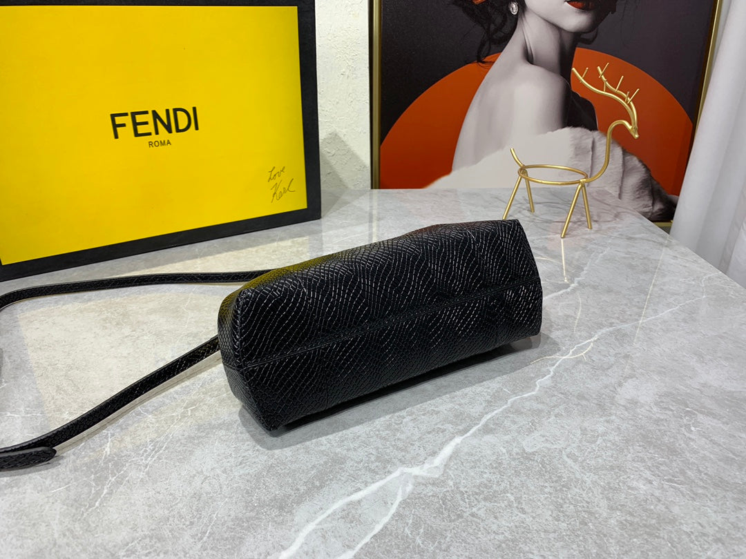 Fendi First Small Black Nappa Leather Bag - Iconic Asymmetric Clutch
