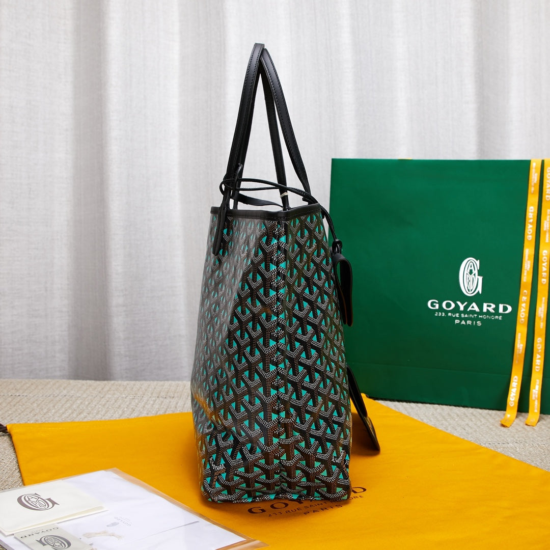 Gogy Classic Chevron Pattern Tote Bag with Cartoon Dog Print and Pouch