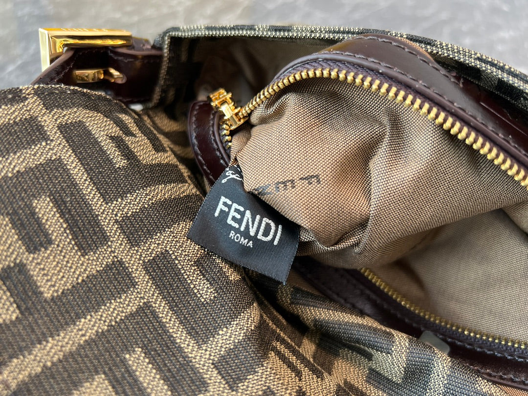 Fendi Baguette Brown Fabric FF Motif Shoulder Bag