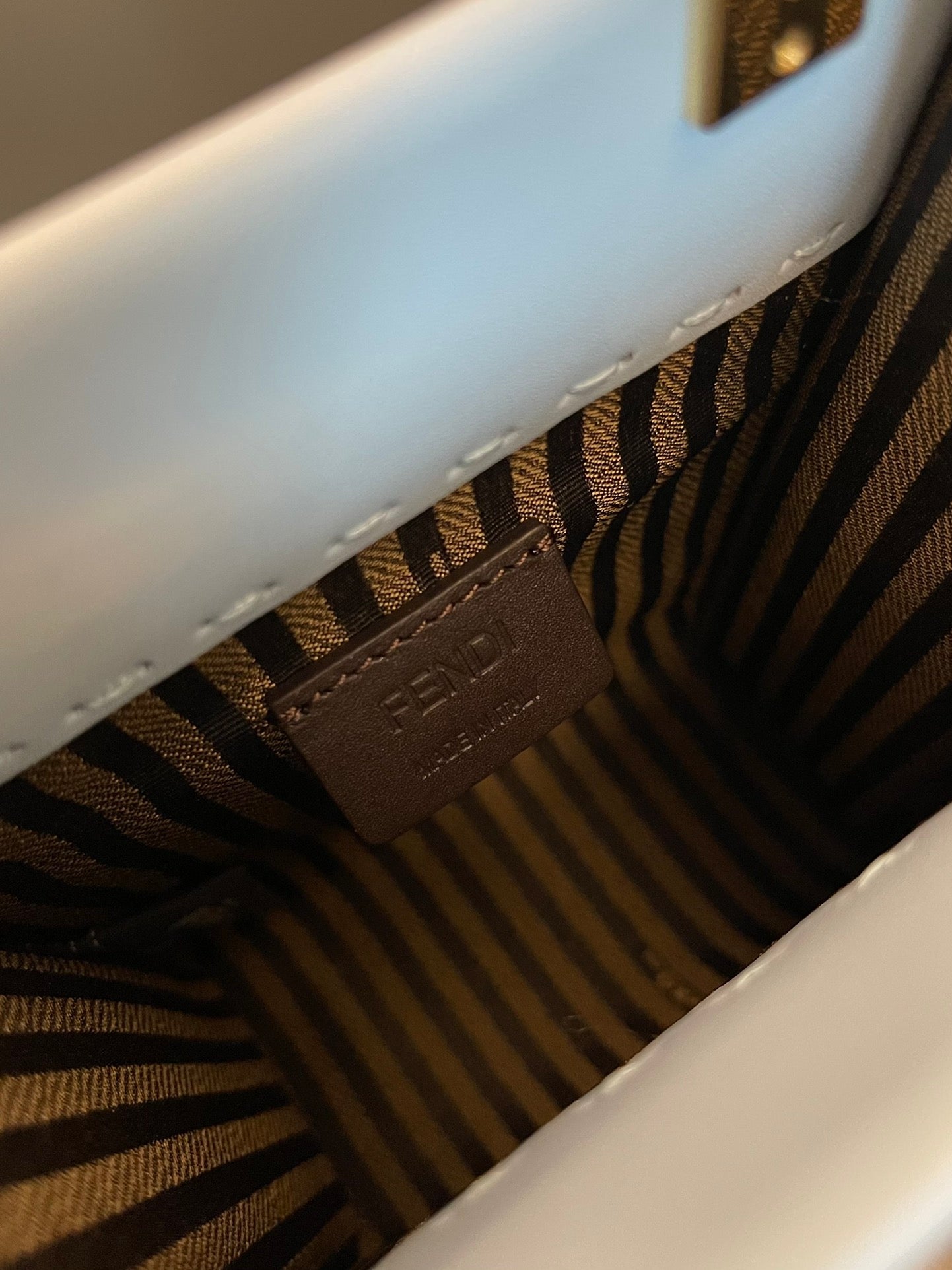 Fendi Mini Sunshine Shopper Bag in Light Blue Leather with Tortoiseshell Handles