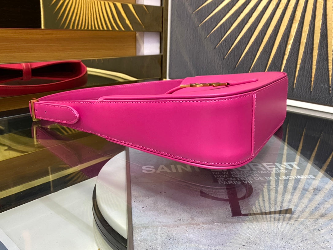 Saint Laurent Le 5 à 7 Leather Hobo Shoulder Bag - Fuchsia Pink