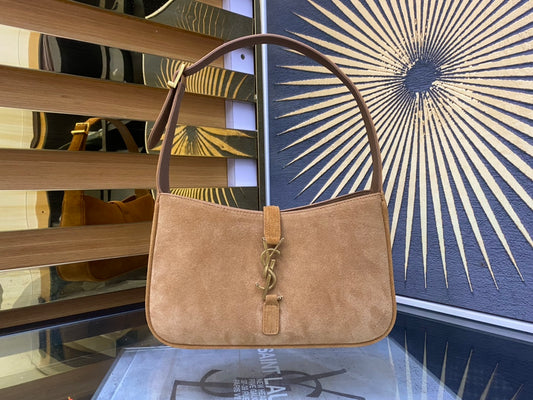 Saint Laurent Le 5 à 7 Suede Hobo Bag - Tan