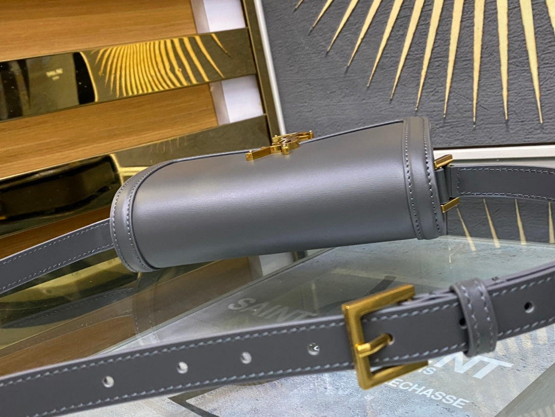 Saint Laurent Solferino Small Satchel in Box Saint Laurent Leather - Grey