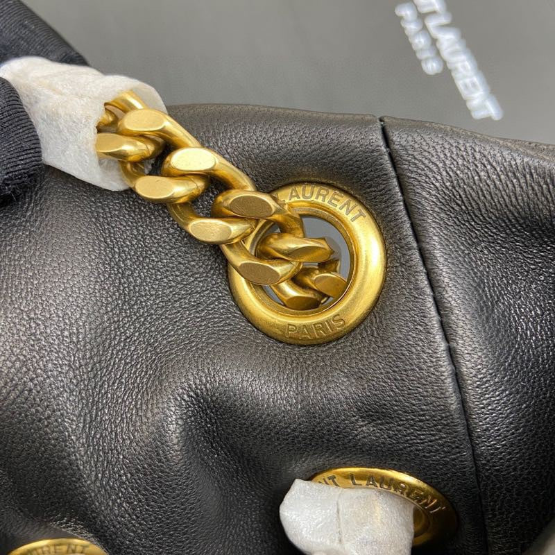 Saint Laurent Loulou Puffer Medium Shoulder Bag in Black Quilted Lambskin