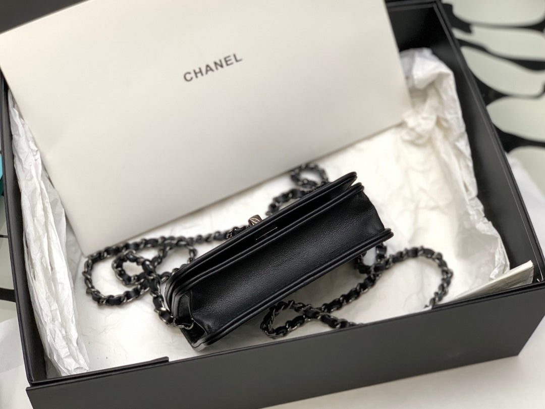 Chanel Black Studded Quilted Mini Flap Bag with Silver-Tone Hardware