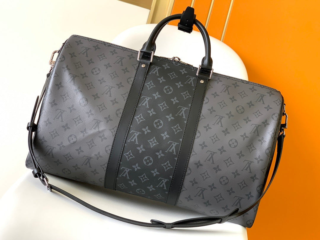 Louis Vuitton Keepall Bandoulière 50 Monogram Eclipse Canvas Travel Bag