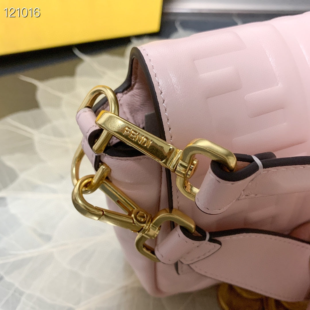 Fendi Baguette Light Pink Embossed Nappa Leather Bag