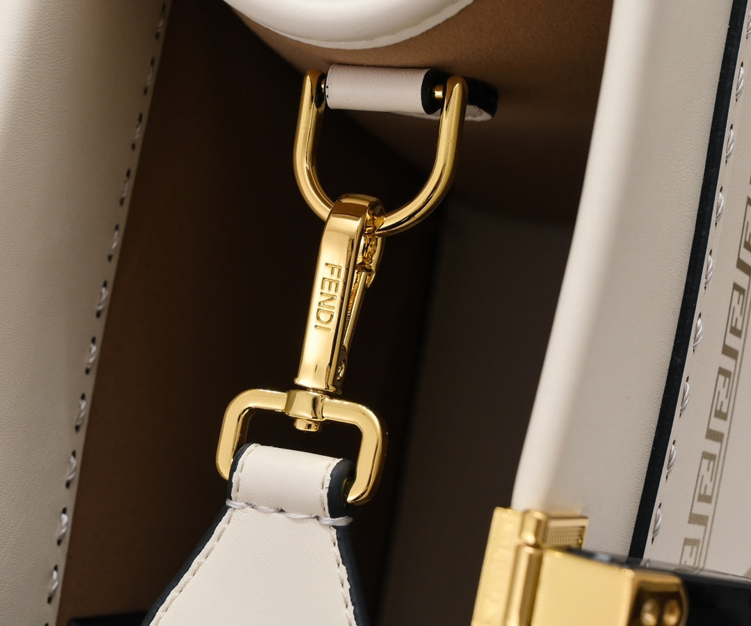 Fendace Sunshine Shopper Tote Bag - White Canvas Logo Bag - Fendi x Versace Collaboration