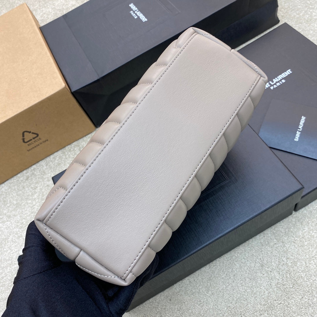 Saint Laurent Loulou Medium Chain Bag in Quilted Leather - Taupe