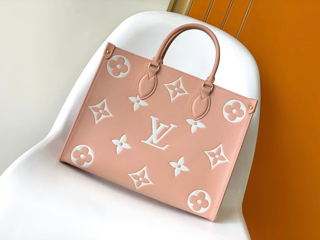 Louis Vuitton Onthego MM Monogram Empreinte Leather Tote Bag - Pink
