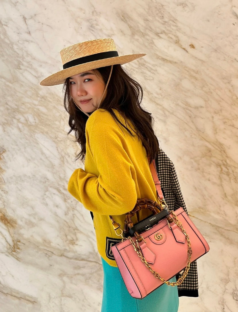 Gucci Diana Mini Tote Bag with Bamboo Handles - Pink Leather