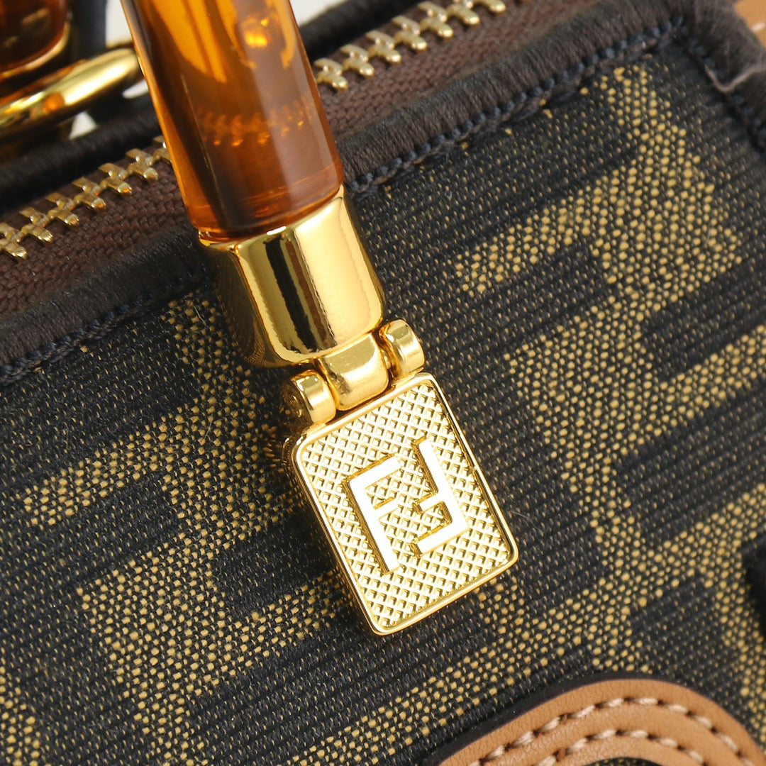 Fendi By The Way Mini FF Fabric Handbag with Plexiglass Handles
