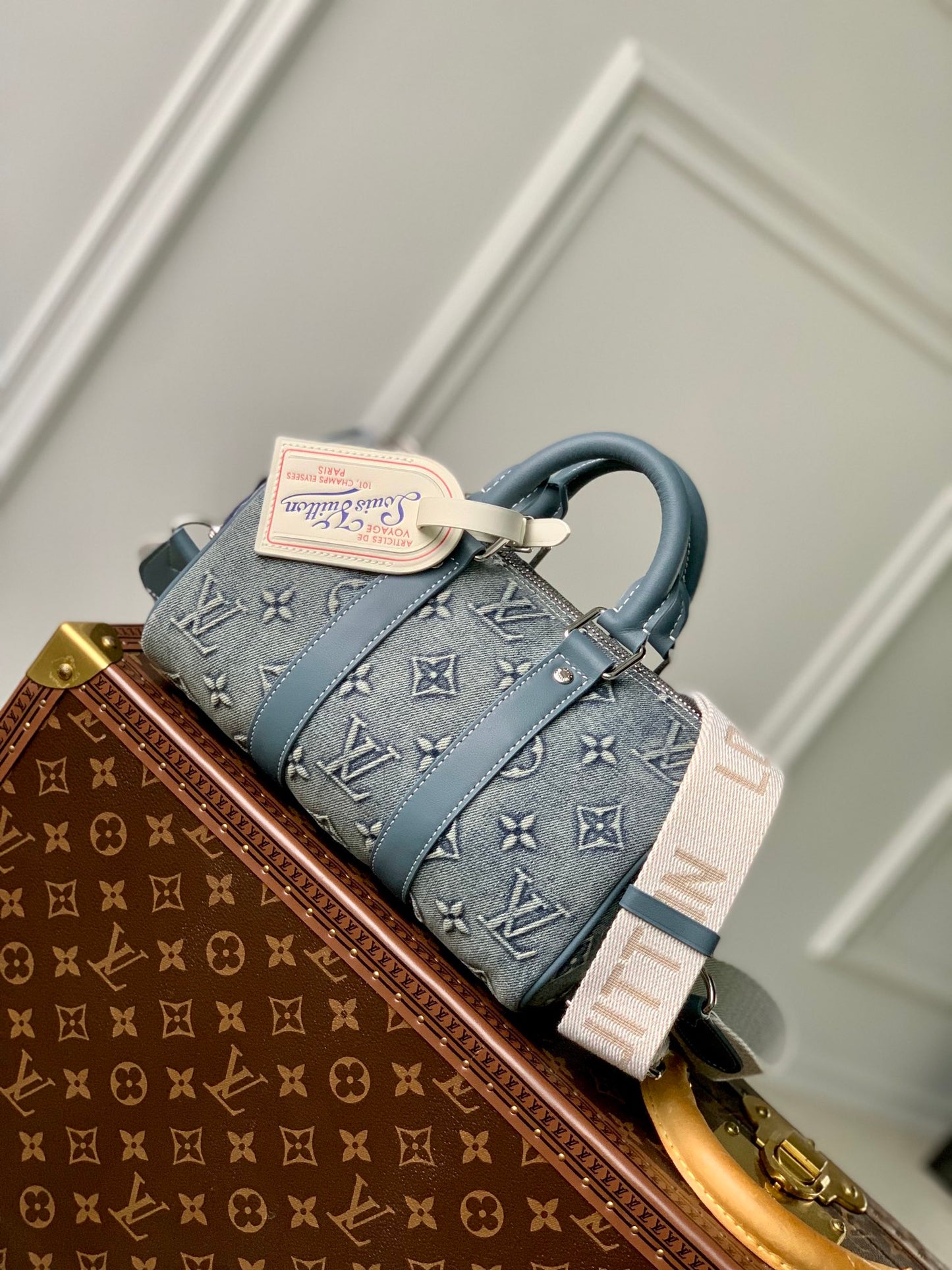 Louis Vuitton Speedy Bandoulière 25 Monogram Denim Blue Handbag