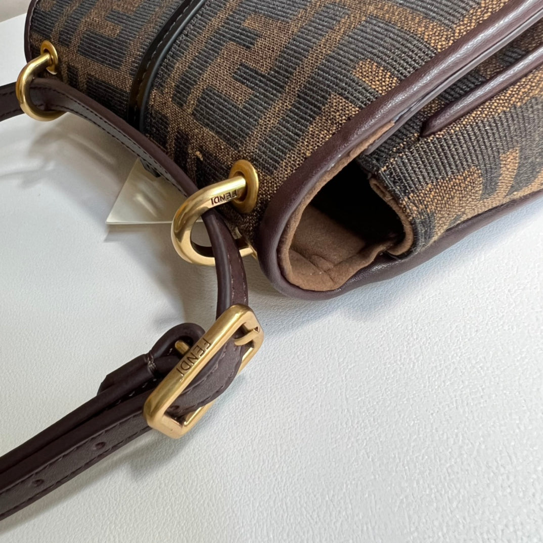 Fendi C'mon Small FF Fabric Shoulder Bag - Brown/Tobacco