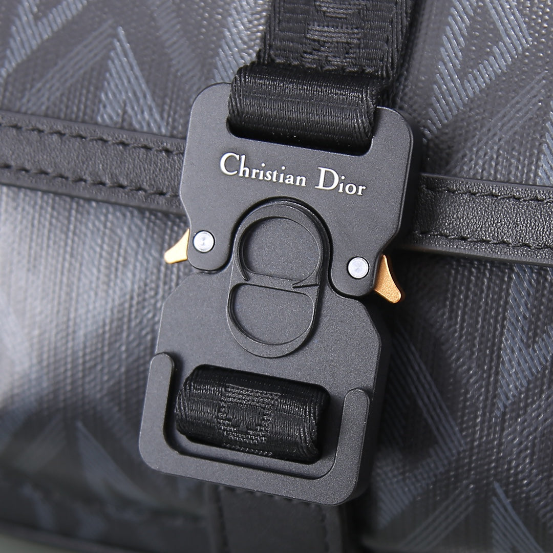 Christian Dior Black CD Diamond Canvas Hit The Road Messenger Bag