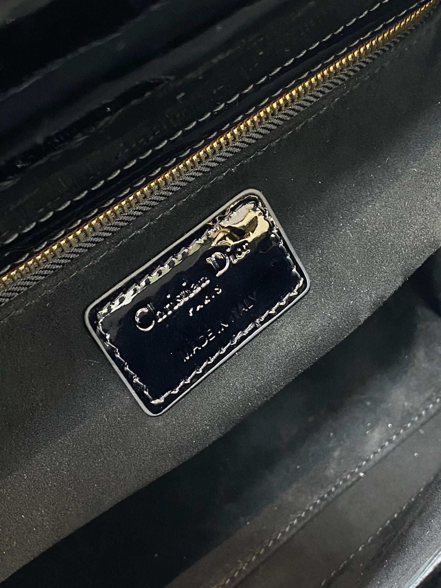 Lady Dior Mini Bag - Black Cannage Patent Calfskin with Gold-Tone Hardware