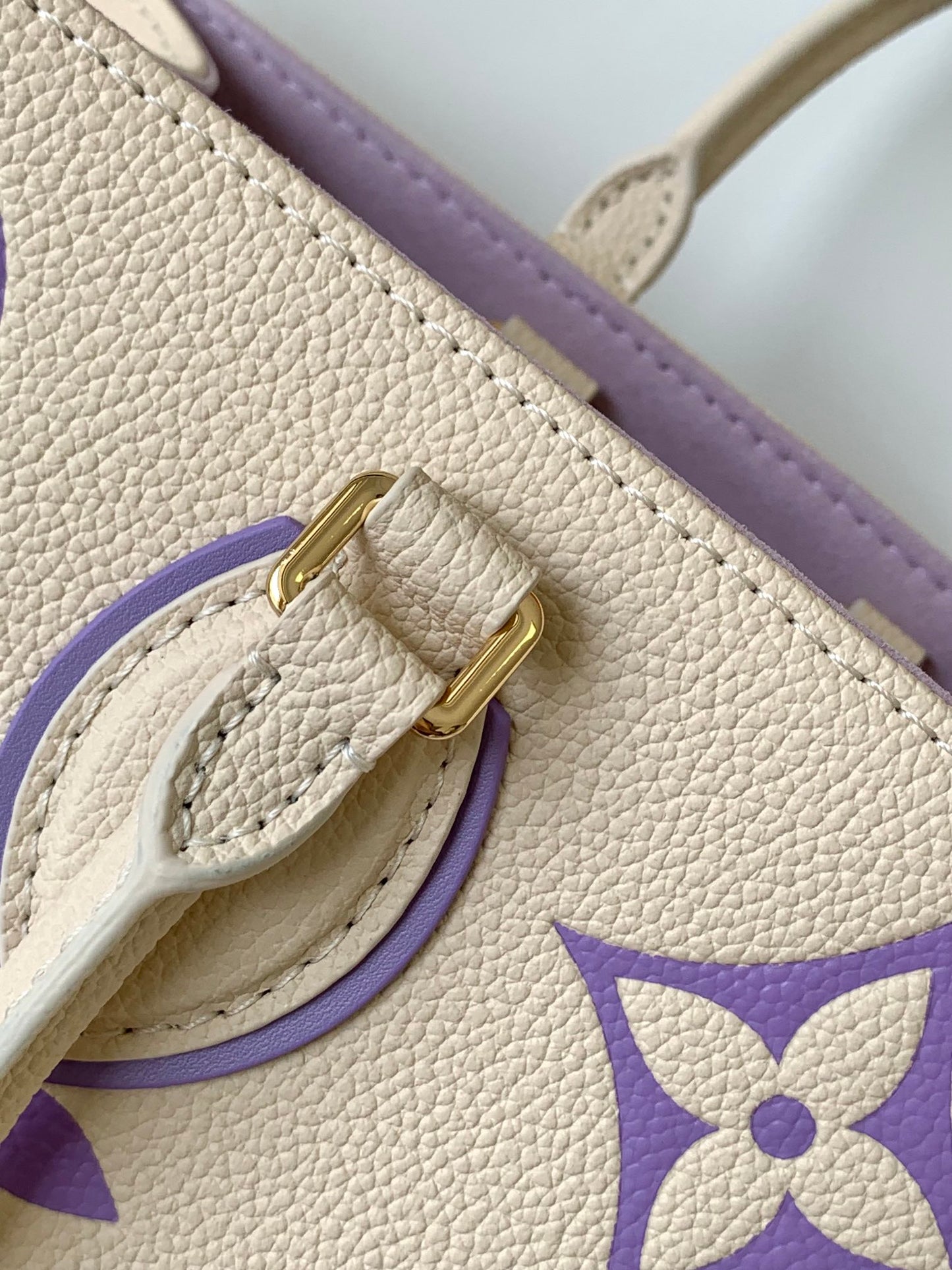Louis Vuitton OnTheGo MM Monogram Empreinte Giant Tote Bag - Cream/Purple