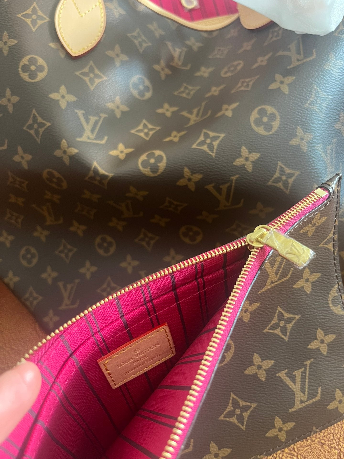 Louis Vuitton Classic Monogram Canvas Tote Bag with Matching Pouch
