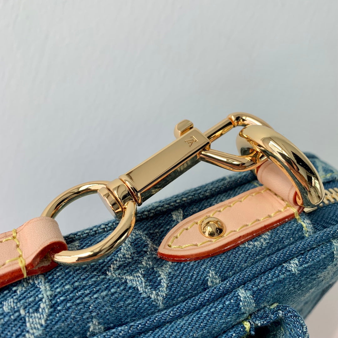 Louis Vuitton Blue Monogram Denim Mini Pleaty Shoulder Crossbody Bag