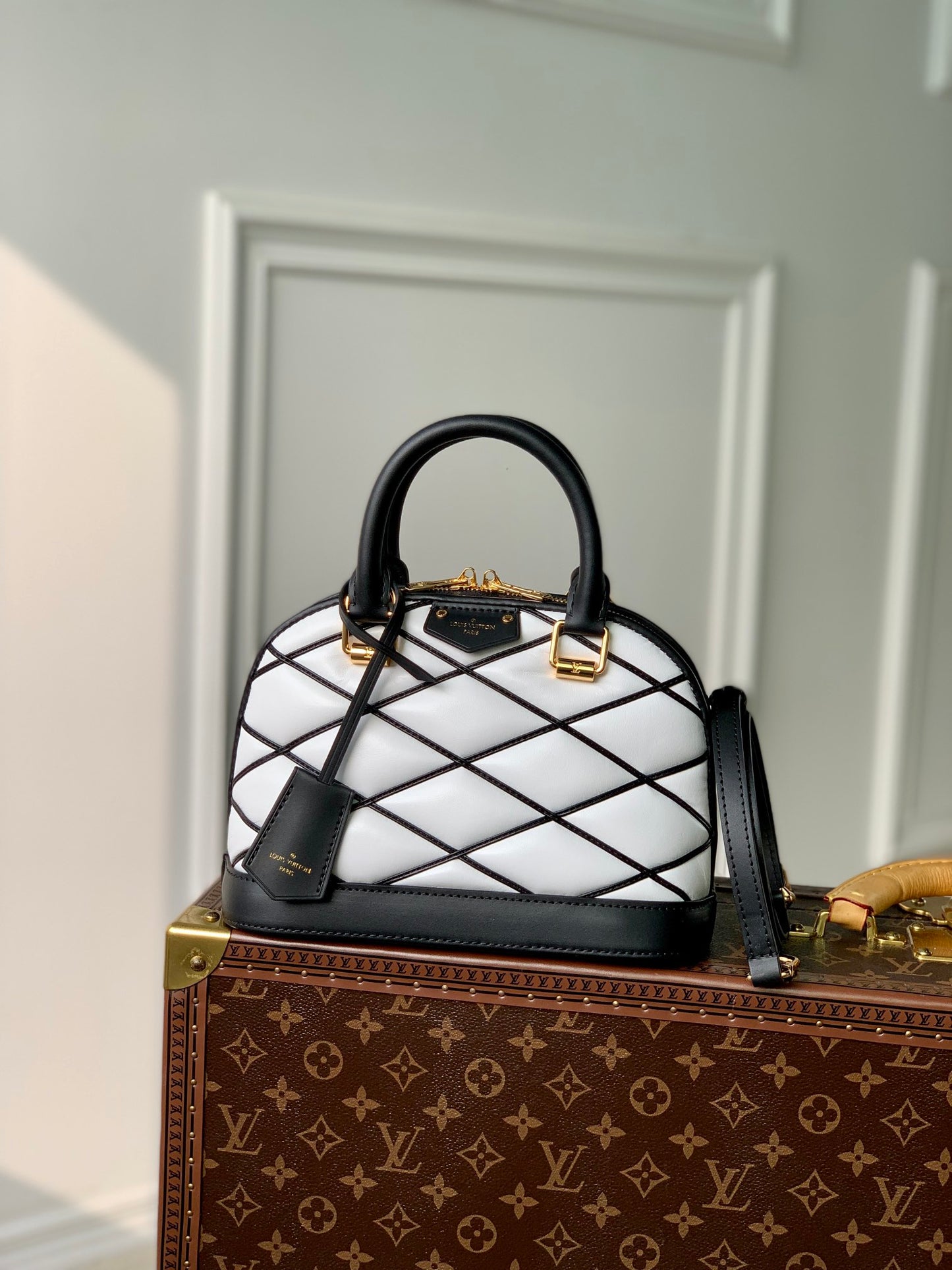 Louis Vuitton Alma BB Malletage Quilted Leather Handbag - Black &amp; White