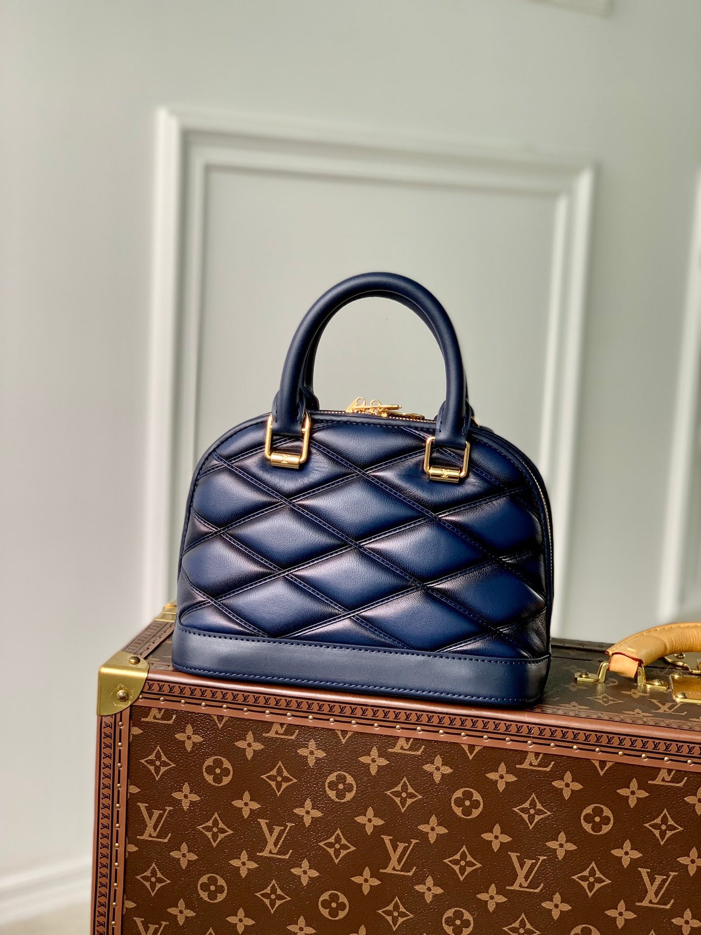 Louis Vuitton Alma BB Malletage Quilted Leather Handbag - Navy Blue