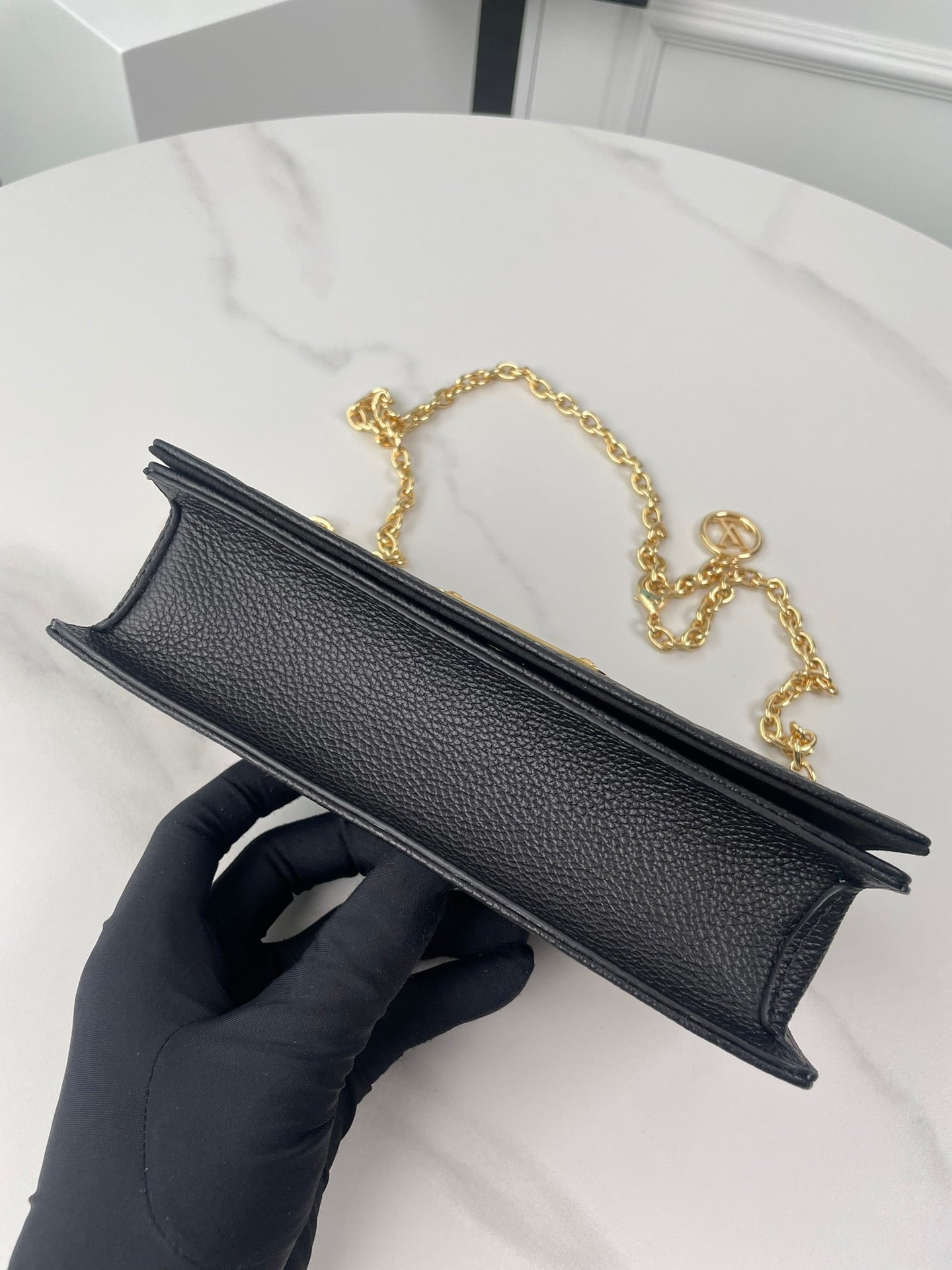 Louis Vuitton Monogram Empreinte Felicie Pochette Black Leather Chain Wallet