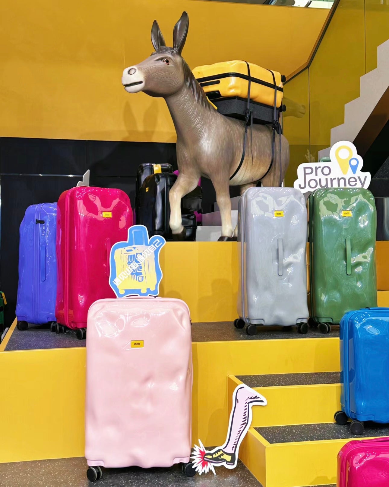 Glossy Pastel Pink Travel Suitcase with Telescopic Handle
