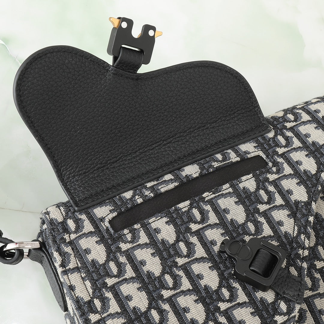 Dior Gallop Mini Messenger Bag - Blue Dior Oblique Jacquard and Black Grained Calfskin