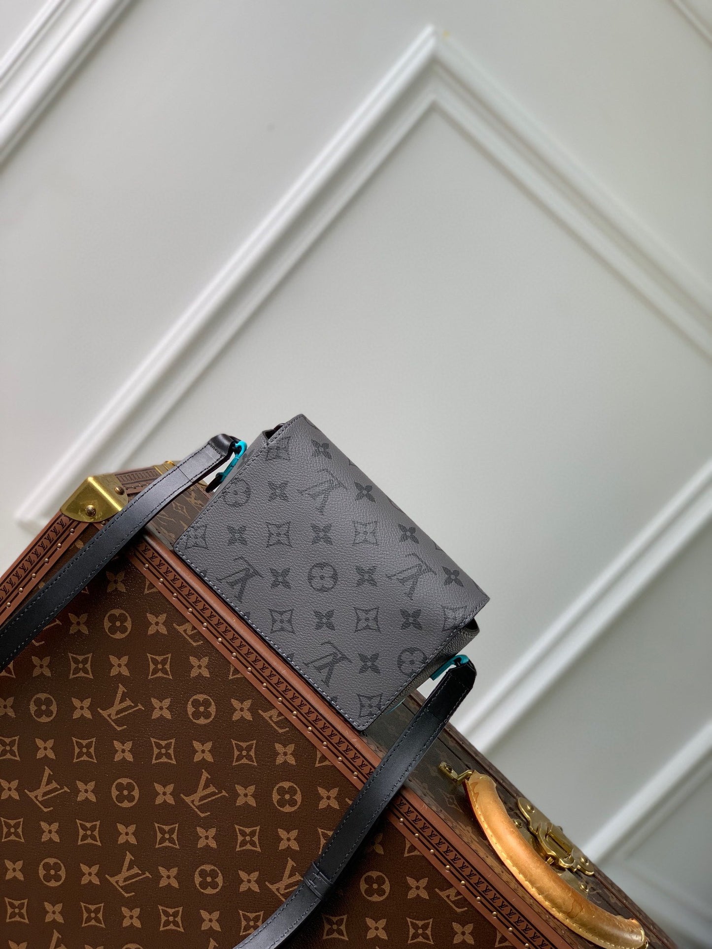 Louis Vuitton Monogram Eclipse Steamer Messenger Bag - Grey/Turquoise