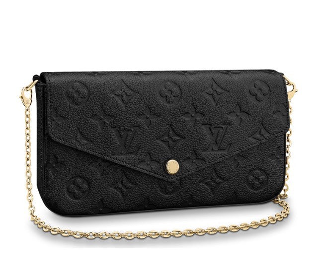 Louis Vuitton Félicie Pochette Monogram Empreinte Leather Black Gold Chain Crossbody Bag