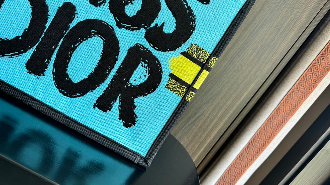 Christian Dior Yellow Miss Dior Graffiti Canvas Book Tote Bag