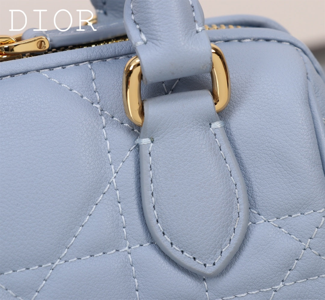 Christian Dior Micro Dior Vibe Bowling Bag - Cloud Blue Cannage Lambskin