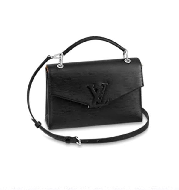 Louis Vuitton Elegant Black Textured Leather Crossbody Bag with Top Handle