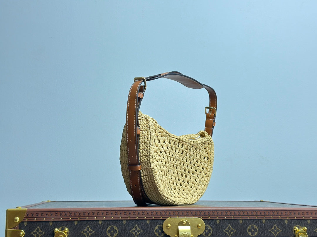 Louis Vuitton Raffia Croissant MM Shoulder Bag - Natural/Brown