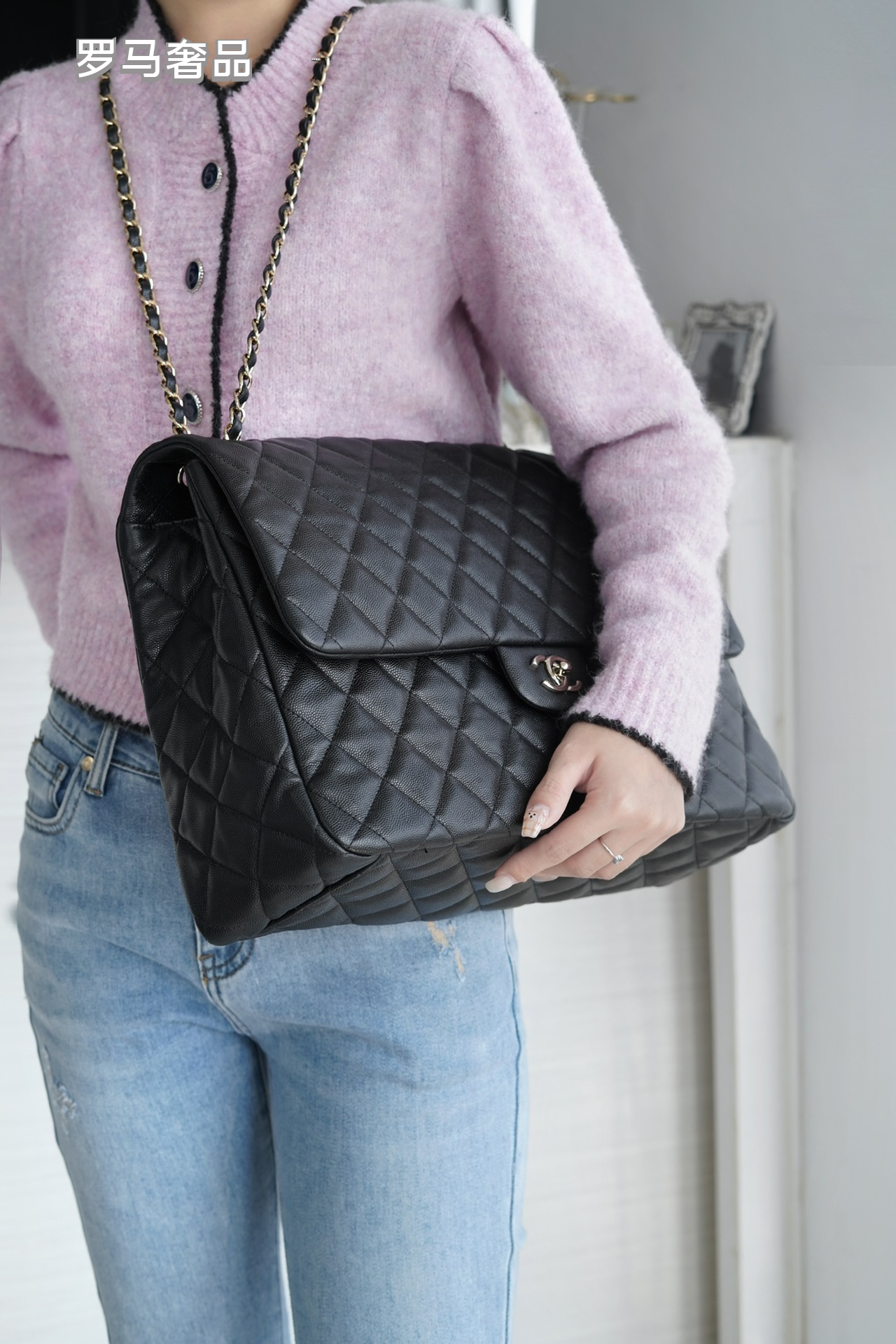 Chanel Classic Jumbo Double Flap Bag - Black Quilted Leather with Silver-Tone Hardware