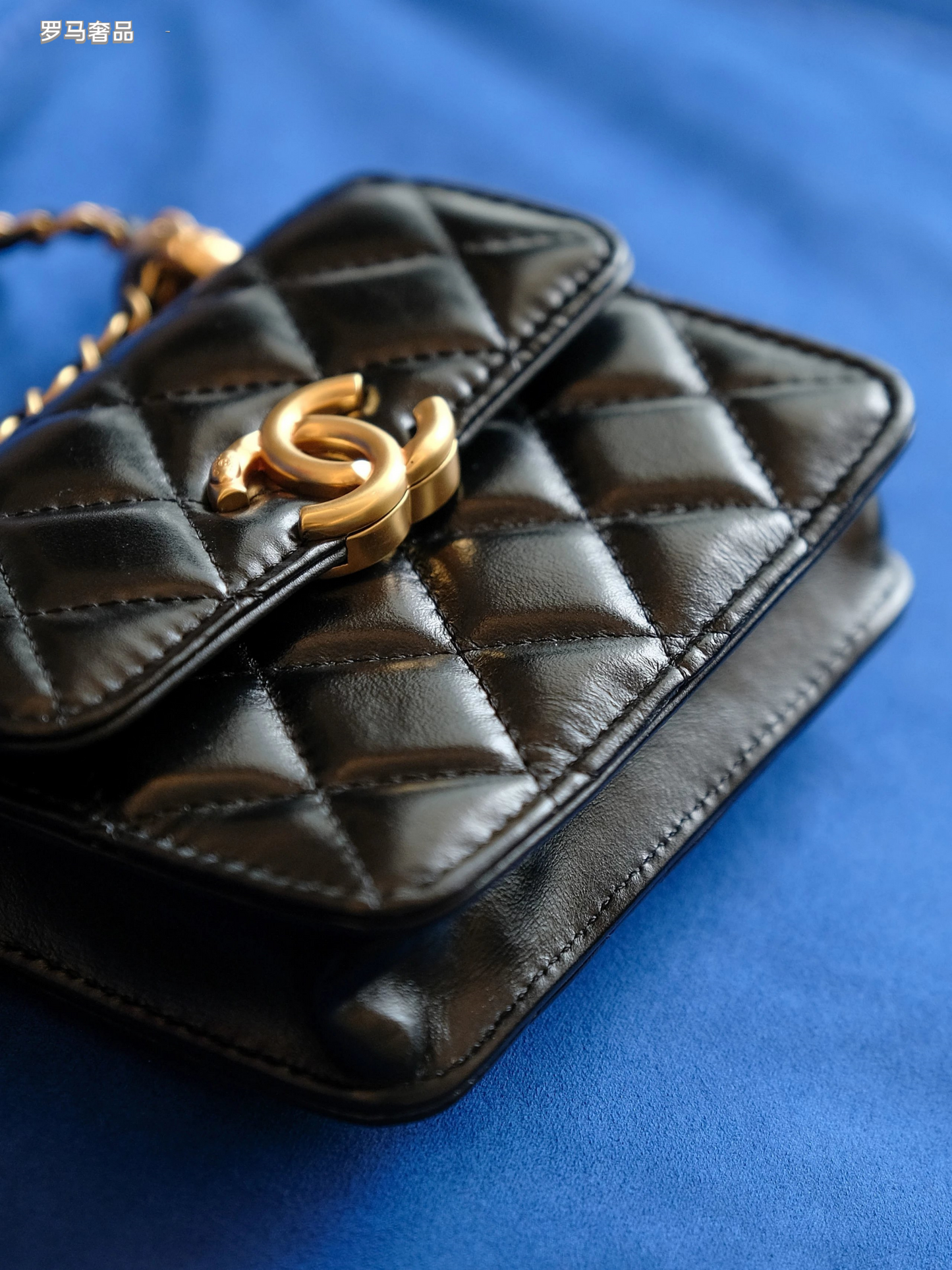 Chanel Mini Flap Bag with Top Handle Black Quilted Leather Gold Hardware