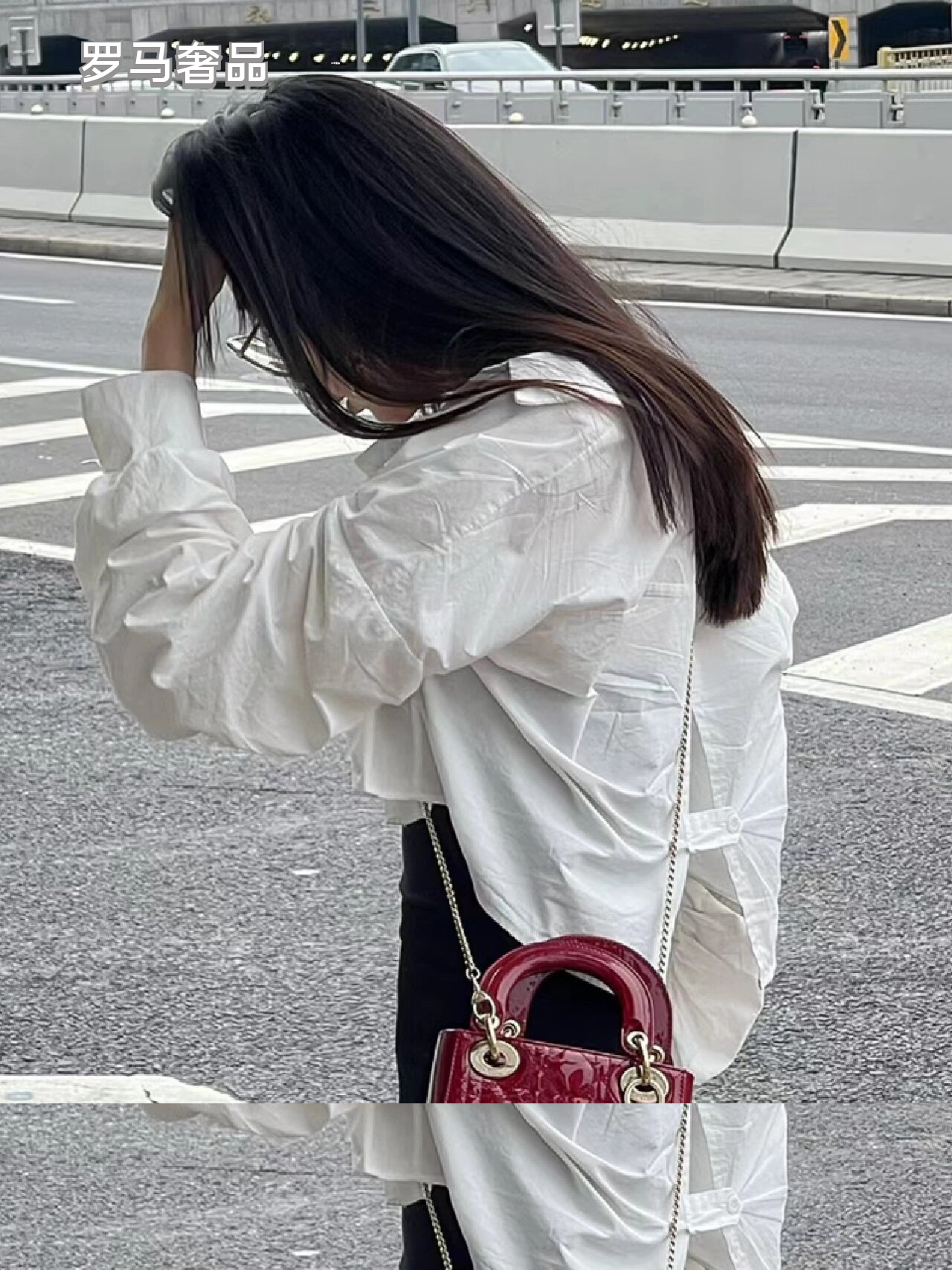 Dior Elegant Red Quilted Patent Leather Mini Top Handle Handbag